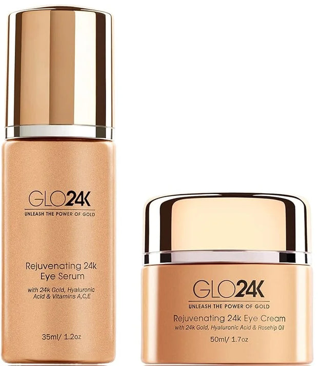 GLO24K Rejuvenating 24k Eye Cream and Serum With 24k Gold, Hyaluronic Acid, Vitamins A,C,E - Product Image