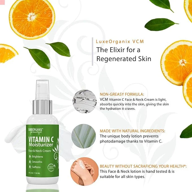 Organic Vitamin C Face Moisturizer with Anti-Aging, Brightening, and Wrinkle-Smoothing Properties. - Product Image
