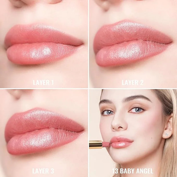 Oulac Light Pink Lipstick for Women with Metallic 3D Shine Lightweight Hydrating Formula, High Impact Lip Color, Vegan Bea...