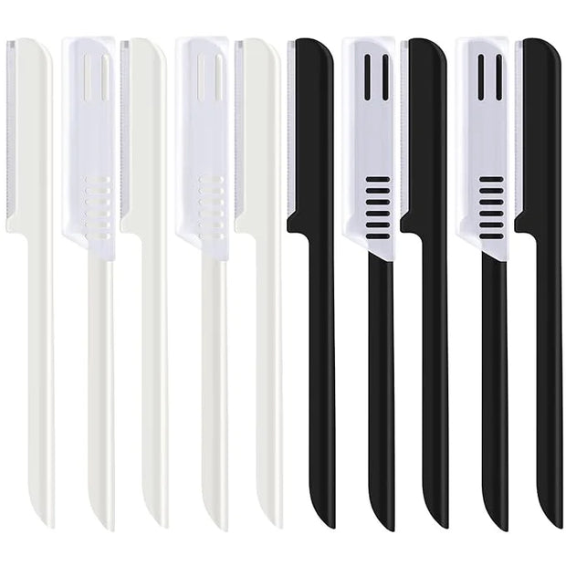 10 Pieces Eyebrow Razor for Women Facial Shaver Razor Brow Shaper Eyebrow Trimmer Dermaplaner Shaping Tool with Cover (Bla...