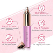 Mini Portable Painless Eyebrow Remover Trimmer for Women, Eyebrow Razor Epilator Pen,18K Gold-Plated Hypoallergenic Precis...