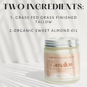 100% Grass Fed Beef Tallow for Skin Care - Face + Body - Whipped Moisturizer for Sensitive Skin - Natural Lotion, 4 FL. oz...