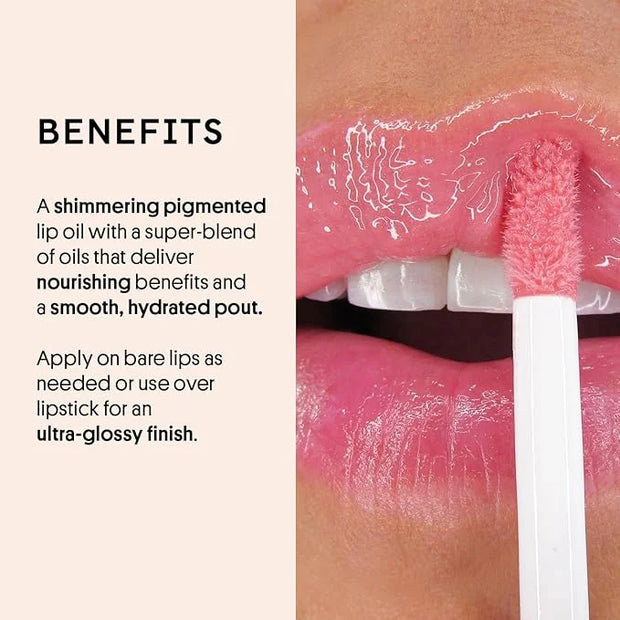 Winky Lux Very There Lip Oil, Hydrating Nude Pink Gloss with Jojoba Oil, Non-Sticky Glossy Lip Oil, Tinted Pink Gloss for ...