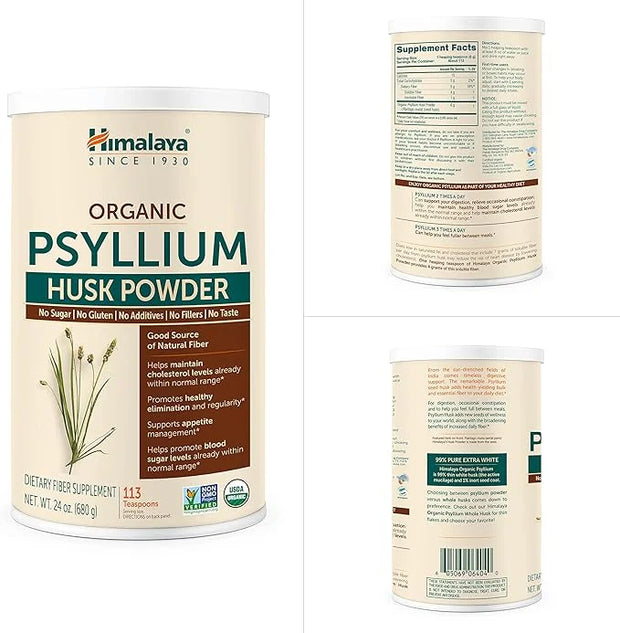Himalaya Organic Psyllium Husk Powder, Daily Dietary Fiber Supplement, Regularity, Appetite Management, Certified Organic,...
