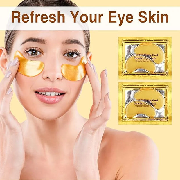 30Pcs Under Eye Collagen Patches, Moisturizing 24K Gold Eye Mask, Eye Patches for Puffy Eyes and Dark Circles, Under Eye M...