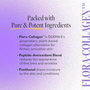DERMA E Advanced Peptides and Vegan Flora-Collagen Serum – Double Action Collagen Face Cream with Peptide Complex – Intens...