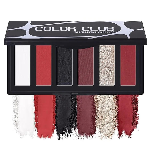 Red Eyeshadow Palette with Mirror Sliver Red Black Tones Matte Shimmer 6 Colors Mini Eye Shadow Pallet Travel Size Highly ...
