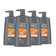 DOVE MEN+ CARE 2-in-1 Shampoo + Conditioner Thick + Strong 4 count for Fortifying Hair from Root to Tip, with Calcium, 25....