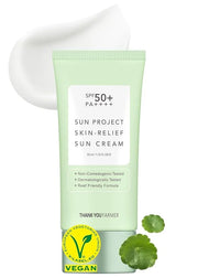 THANKYOU FARMER Sun Project Relief Sun Cream SPF50+ PA++++(50ml) - Centella Asiatica Extracts for Soothing, Reef Safe Suns...