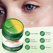 Avocado Under Eye Patches - 60 Pcs Eye Mask Anti-Aging Collagen Hyaluronic Acid Moisturizing Under Eye Mask for Removing D...