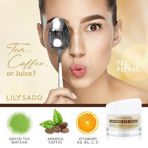 LILY SADO TEA+C™ Coffee & Matcha Caffeine EYE CREAM - Anti-aging Vegan Natural Eye Repair Moisturizer Lotion w Arabica Cof...