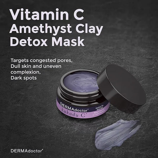 DERMAdoctor Kakadu C Dermatologist Formulated Amethyst Clay Detox Mask; Vitamin C Clay Face Mask for Dark Spots, Dull Skin...