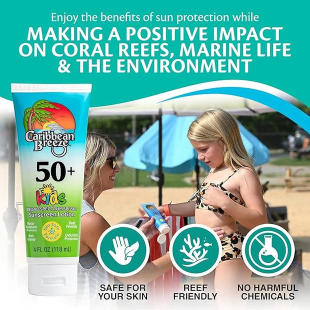 Reef Friendly Kids Sunscreen Lotion SPF 50, Mango Lime Scent Body Sunscreen Lotion, Rich in Anti Oxidants, Water Resistant...