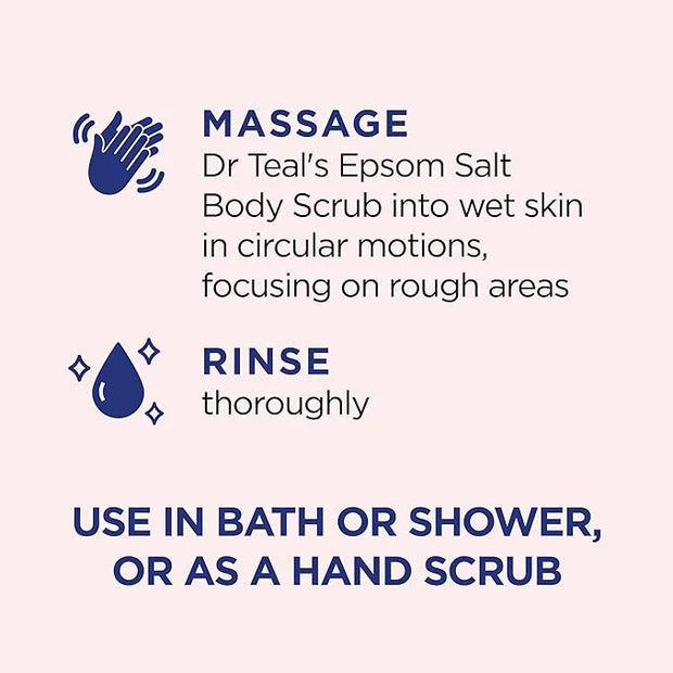 Dr Teal's Pink Himalayan Salt Body Scrub, Restore & Replenish with Pure Epsom Salt & Essential Oils, 16 oz (Pack of 3) - P...