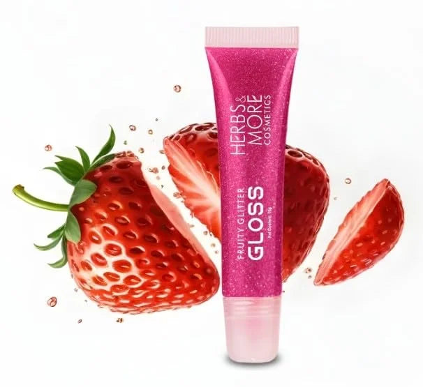 Herbs & More Cosmetics Fruity Lip Gloss Glitter – High Shine, Long-Lasting Moisture, Lightweight Non-Sticky Formula for Sp...