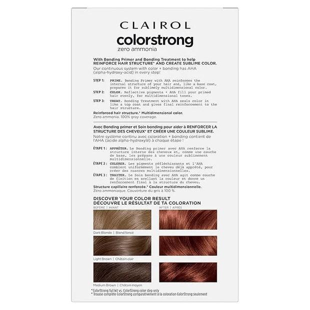 Clairol ColorStrong Permanent Zero Ammonia Hair Dye, 6.4 Light Copper Brown - Red Desert Hair Color, Pack of 1 - Product I...