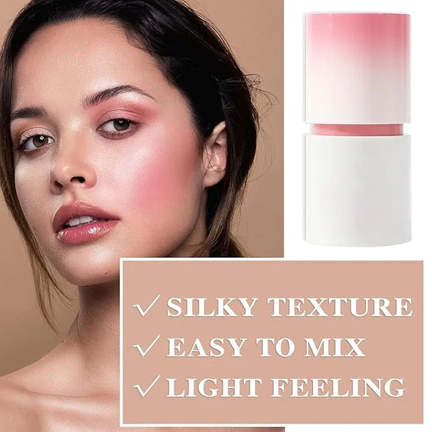 Cream Blush Stick with Brush and Makeup Sponge,Waterproof Multi Cream Makeup Stick,Lightweight,Long-lasting,2 in 1 Multi B...