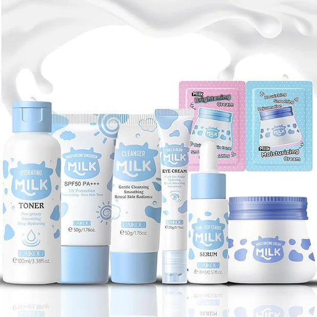 Milk Skincare Kit, Skin Care Kit Hydrating Skin, Facial Skin Care Routine Kit for Women/Girls, Face Skin Care Set Improves...