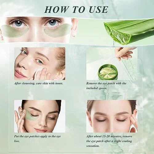 Aloe Vera Under Eye Mask - 60 PCS Aloe Vera Under Eye Patches - Combat Puffy Eyes,Aloe Vera Collagen Eye Mask Dark Circles...