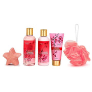 Bath and Body Gift Basket For Women – 5 Piece Set of Cherry Blossom Bath & Body Collection Gift Box, Includes Shower Gel, ...