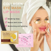 30 Pairs Lip & Eye Masks Set - 24K Gold Crystal Collagen Eye Pads, Moisturizing Lip Pads, Anti Wrinkle Patches for lip, Ey...
