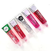5 Pack Lip Gloss Set of Lip Gels - Clear, Watermelon, Strawberry, Cherry, and Bubble Gum Hydrating Lip Glosses with Vitami...
