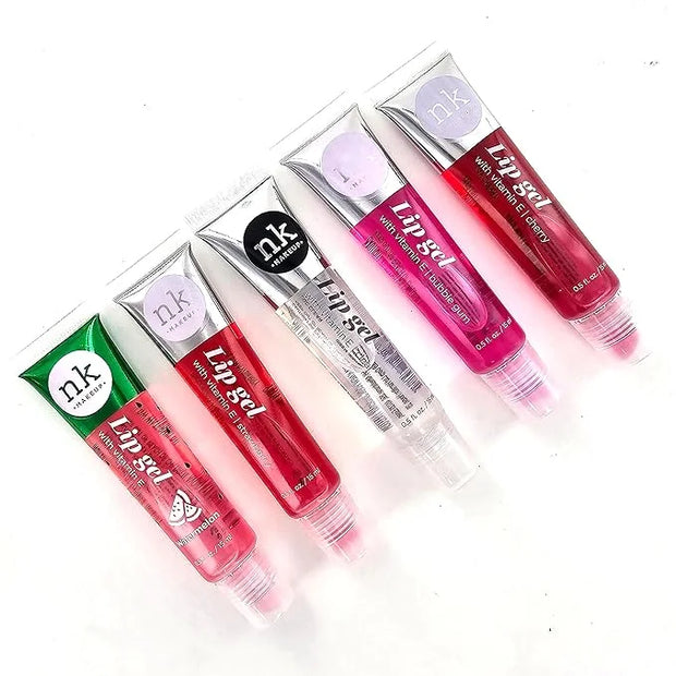 5 Pack Lip Gloss Set of Lip Gels - Clear, Watermelon, Strawberry, Cherry, and Bubble Gum Hydrating Lip Glosses with Vitami...
