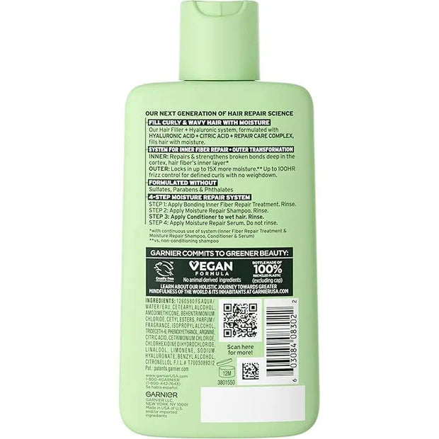 Garnier Fructis Hair Filler Moisture Repair Conditioner, Sulfate Free Conditioner for Curly, Wavy Hair with Hyaluronic Aci...