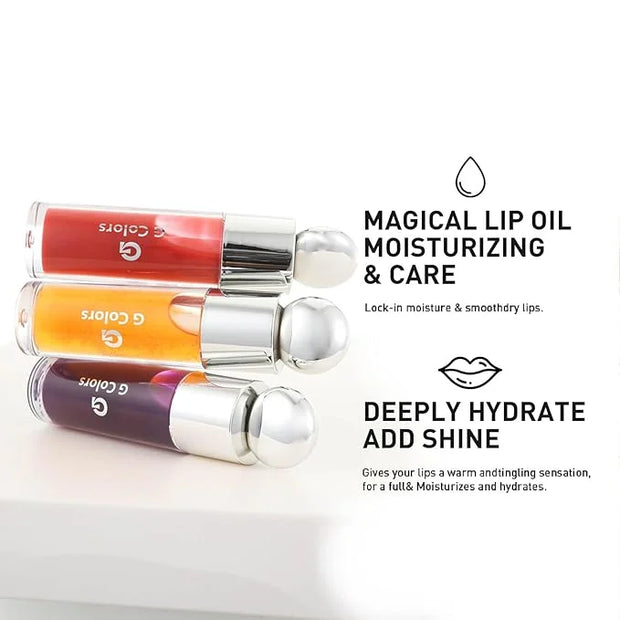 3 PCS Hydrating Lip Glow Oil Lip Stain, Moisturizing Nourishing Lip Gloss,High Shine, Smooth Finish Gloss Tinting And Non-...