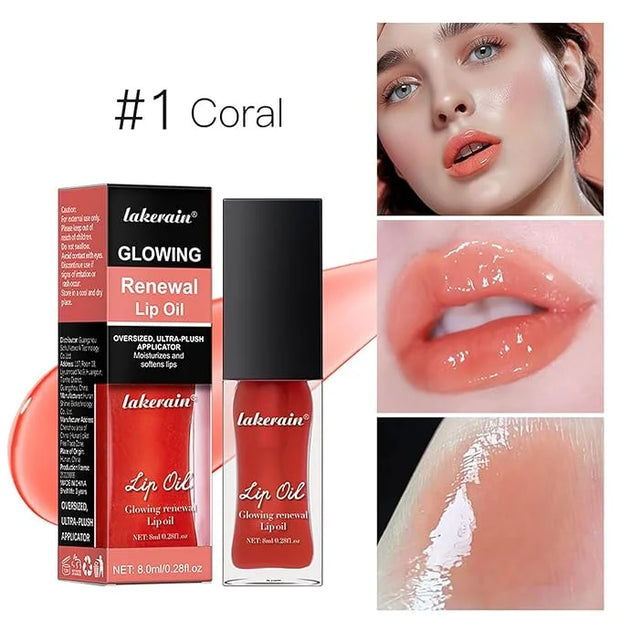 3 Colours Hydrating Lip Tinted Oil, Moisturizing Crystal Jelly Lip Gloss Ultra-Shiny Finish Soften & Smoothes Lips Texture...