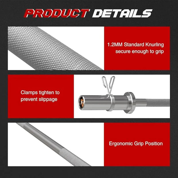 4FT Olympic Barbell Bar 47Inch Straight 2 Collars, 500Lbs Capacity 2 Inch - Product Image