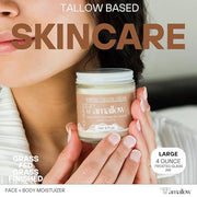 100% Grass Fed Beef Tallow Skincare & Lip Balm Set - Whipped Moisturizer for Face & Body (Vanilla Latte) + All Natural Tal...