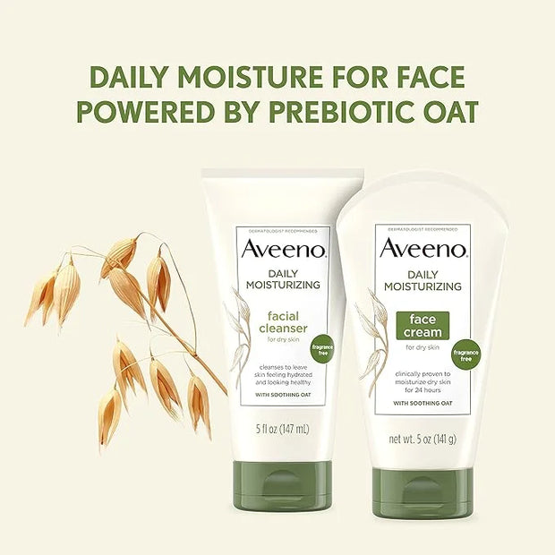 Aveeno Daily Moisturizing Fragrance-Free Face & Neck Cream, Oat Facial Moisturizer for Dry Skin, 5 oz, & Aveeno Daily Mois...