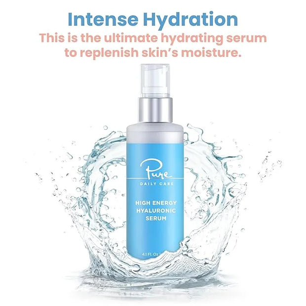 Pure Daily Care High Energy Hyaluronic Serum (4 Fl. Oz) - Hydrating Clinical Grade Hyaluronic Acid. - Product Image