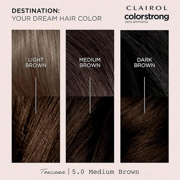 Clairol ColorStrong Permanent Zero Ammonia Hair Dye, 5.0 Medium Brown - Toscana Hair Color, Pack of 1 - Product Image