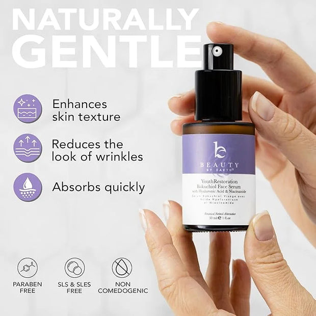 Bio Retinol Alternative Bakuchiol Serum - Smooths Skin & Reduces Fine Lines, USA Made with Natural & Organic Ingredients, ...