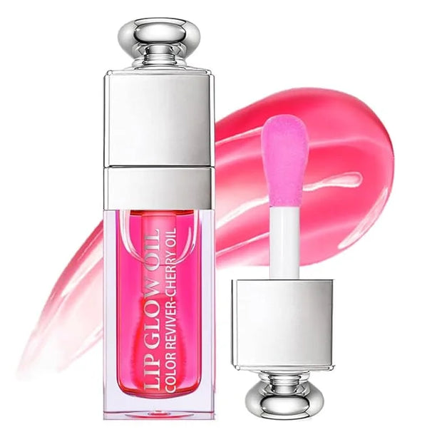 Hydrating Lip Glow Oil, Lip Oil Gloss Transparent Toot Tinted Nourishing Long Lasting Repairing Lightening Lip Lines (RASP...
