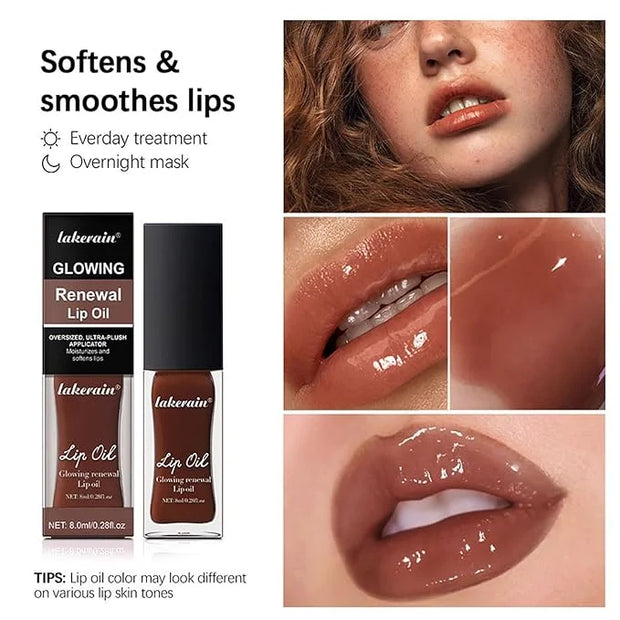 3 Colours Hydrating Lip Tinted Oil, Moisturizing Crystal Jelly Lip Gloss Ultra-Shiny Finish Soften & Smoothes Lips Texture...