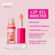 Ruby Kisses Lip Oil Booster, Hydrating Lip Gloss with Nourishing Natural Oil Blend, Jumbo Wand for Easy Application, Non-S...