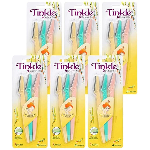 Tinkle Dermaplaning Tool 18ct, Dermaplane Razor for Women, Safe and Easy Peach Fuzz Remover, Eyebrow Trimmer with Protecti...