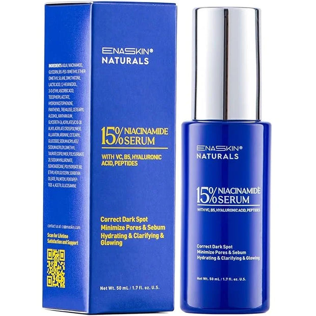15% Niacinamide Serum With VC, B5, Hyaluronic Acid, Peptide 50ML - Under Eye Patches for Dark Circles, Reduce Wrinkles Puf...