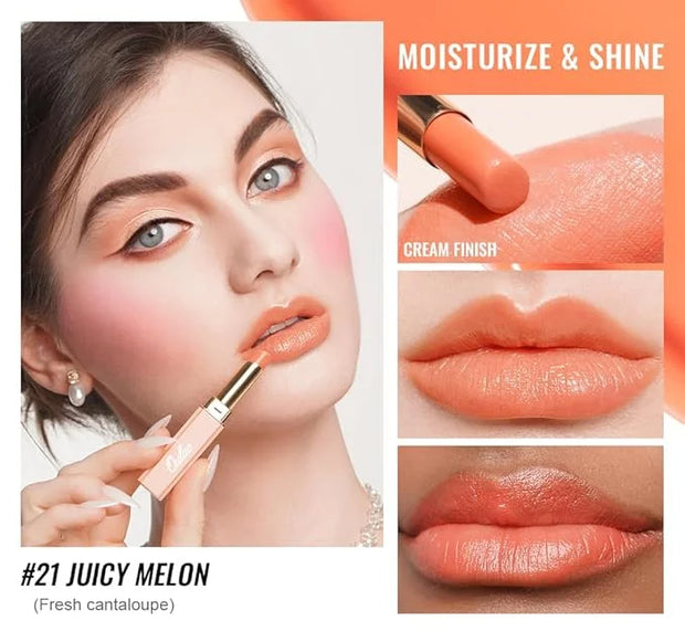 Oulac Shine Orange Lipstick for Women, 2 in 1 Glossy Coral Orange Tinted Lip Balm, Hydrating Lipstick for Dry Lips, Moistu...