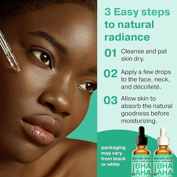 2X BIGGER 2OZ, Go Radiance 5% Glycolic Acid Serum, Salicylic Acid Serum for Acne-prone Skin, BHA Liquid Exfoliant, AHA Pee...