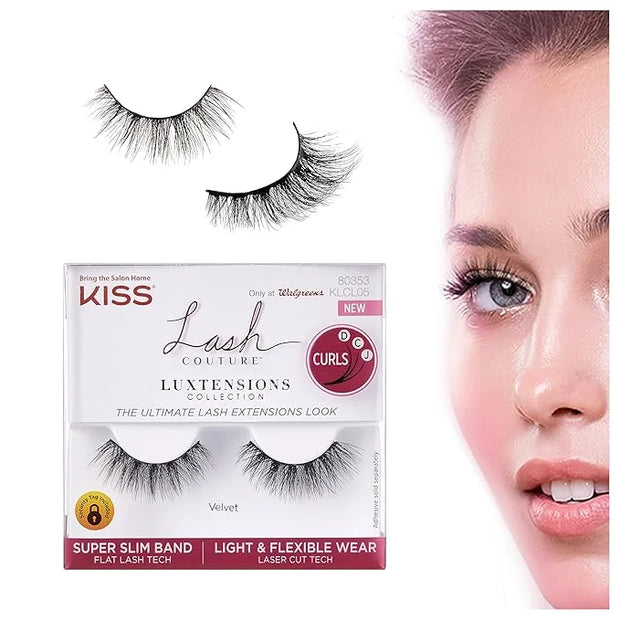 KISS Lash Couture LuXtensions Collection False Eyelashes, Flat Lash Technology, Super Slim Lash Band, Real Lash Extension ...