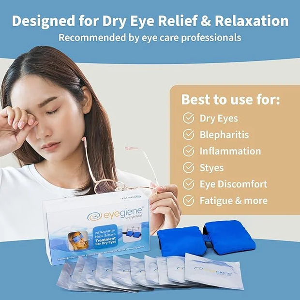EyeGiene System - Self Heating Eye Mask – Warm Compress for Eyes, Multi-Use Heat Treatment for Dryness, Fatigue, Styes, Bl...