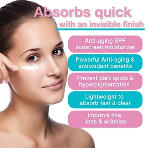 Age Defying SPF 30 Sunscreen Moisturizer Face Cream with Vitamin C, E, & Hyaluronic Acid for Face, Neck, or Body - Fragran...
