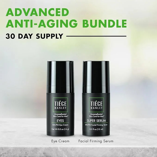 Tiege Hanley Eye Cream & Face Serum Set, Advanced Anti-Aging Bundle - Dark Circle & Under Eye Cream for Puffiness & Bags -...