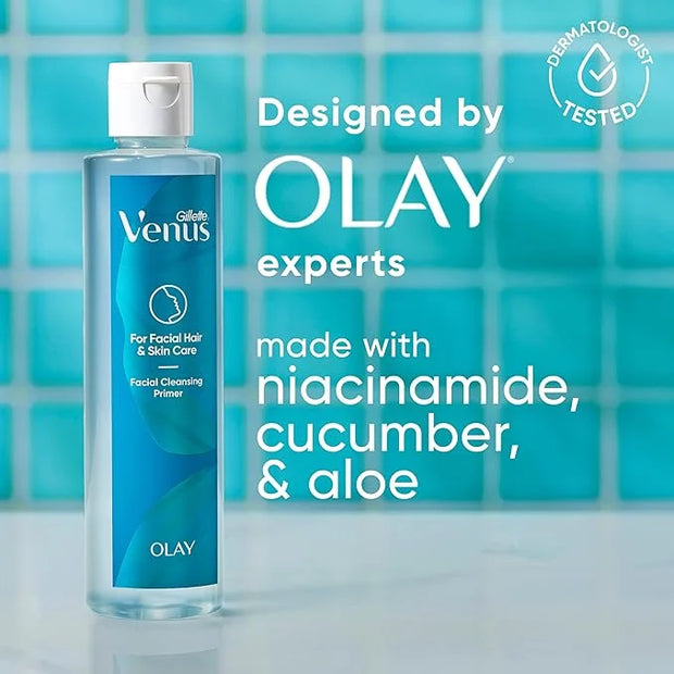 Gillette Venus for Facial Hair & Skin Care Cleansing Primer for Dermaplane Prep, 6.7oz, Use Before Eyebrow Razor, Dermapla...