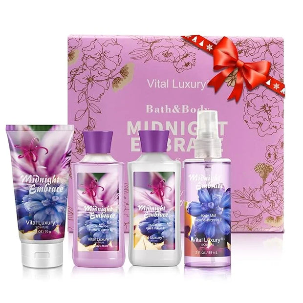 Midnight Embrace Bath & Body Kit, 3 Fl Oz, Ideal Skincare Gift Home Spa Set, Includes Body Lotion, Shower Gel, Body Cream,...