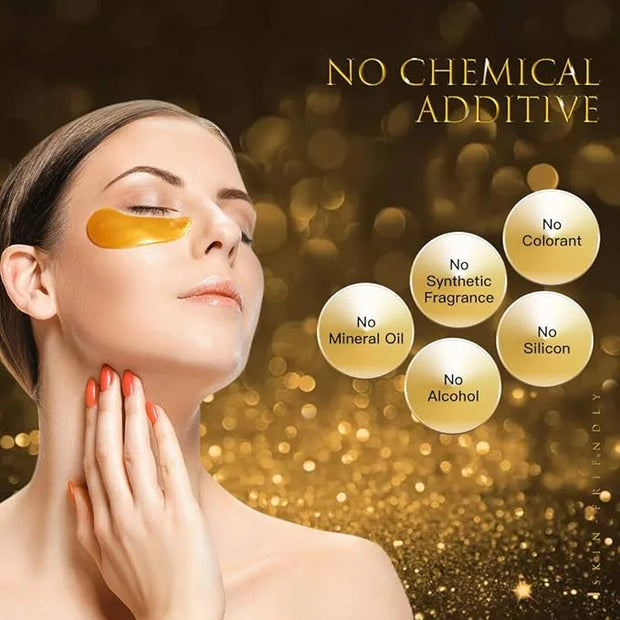 Eye Patches, Under Eye Mask, 24K Gold Eye Treatment Mask, Dark Circles Gel Pads, Under Eye Bags Treatment for Puffy Eyes, ...
